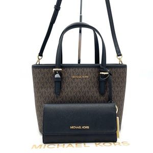 Michael Kors Xsmall Top Zip Tote Crossbody Bag & Trifold Wallet